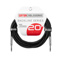 a professional 20-foot balanced patch cable featuring ¼-inch TRS male to ¼-inch TRS male connectors